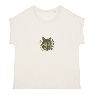 'Wise Wolf' Cuffed Sleeve T-Shirt Women's