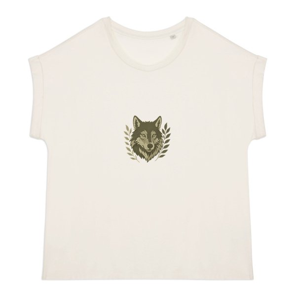 'Wise Wolf' Cuffed Sleeve T-Shirt Women's