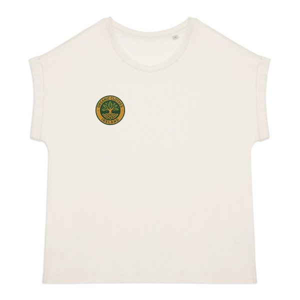 'Organic Badge' Cuffed Sleeve T-Shirt Women's