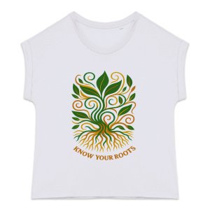 'Know Your Roots' Cuffed Sleeve T-Shirt Women's