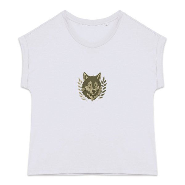 'Wise Wolf' Cuffed Sleeve T-Shirt Women's