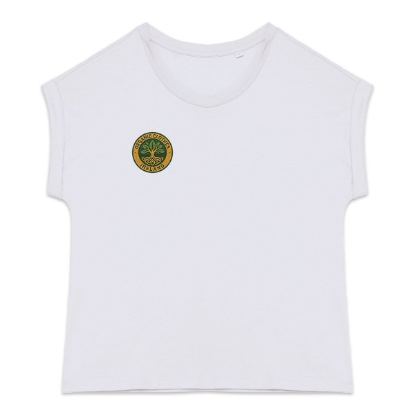 'Organic Badge' Cuffed Sleeve T-Shirt Women's