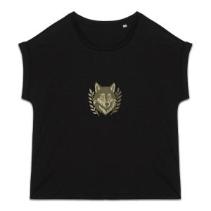 'Wise Wolf' Cuffed Sleeve T-Shirt Women's