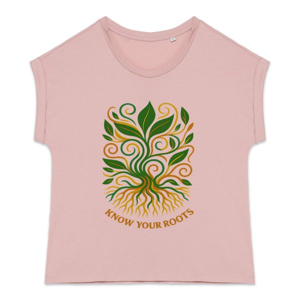 'Know Your Roots' Cuffed Sleeve T-Shirt Women's