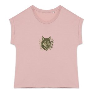 'Wise Wolf' Cuffed Sleeve T-Shirt Women's