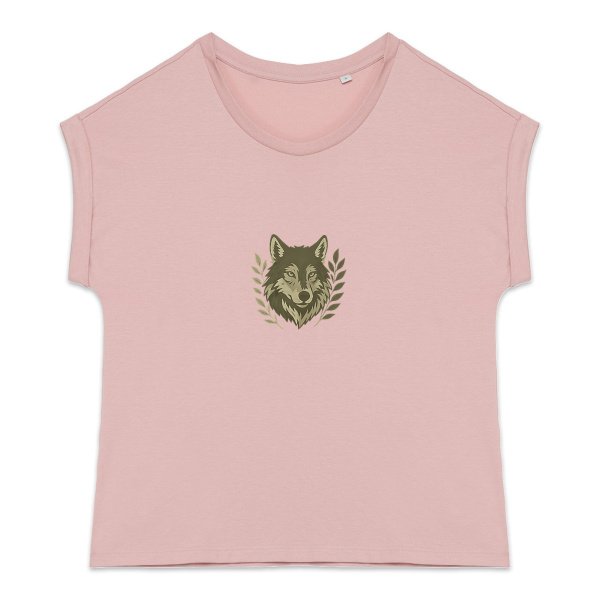 'Wise Wolf' Cuffed Sleeve T-Shirt Women's
