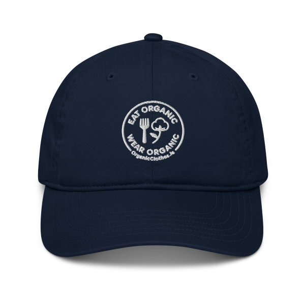'Eat Organic Wear Organic' - Organic Denim Baseball Cap - Image 3