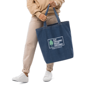 'Eat Organic Wear Organic' - Organic Denim Tote Bag