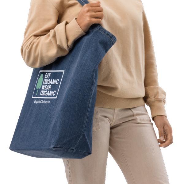 'Eat Organic Wear Organic' - Organic Denim Tote Bag - Image 2