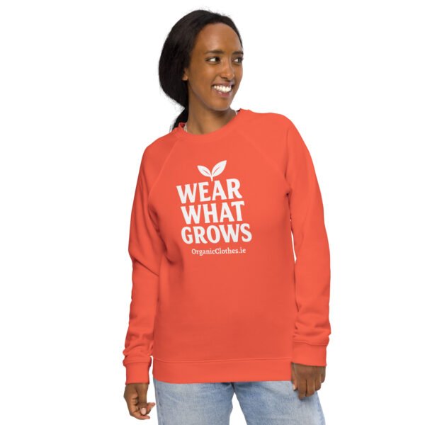 'Wear What Grows' - Organic Cotton Raglan Sweatshirt Unisex - Image 3