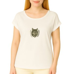 'Wise Wolf' Cuffed Sleeve T-Shirt Women's