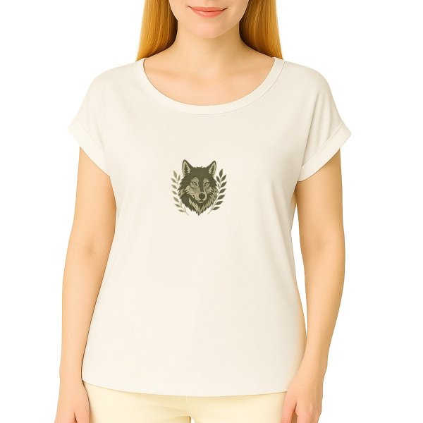 'Wise Wolf' Cuffed Sleeve T-Shirt Women's